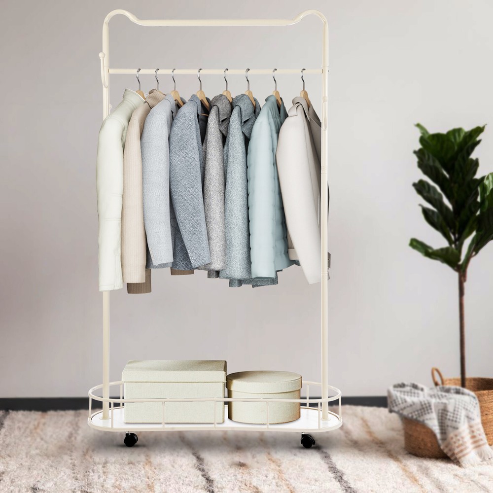 Portable Clothes Rack with Storage Basket for Home Organization