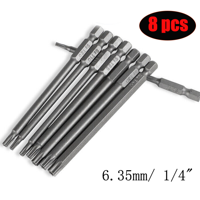 8pcs Extra Long 100MM Torx Hex Security Screwdriver Bit Set with Magnetic Head