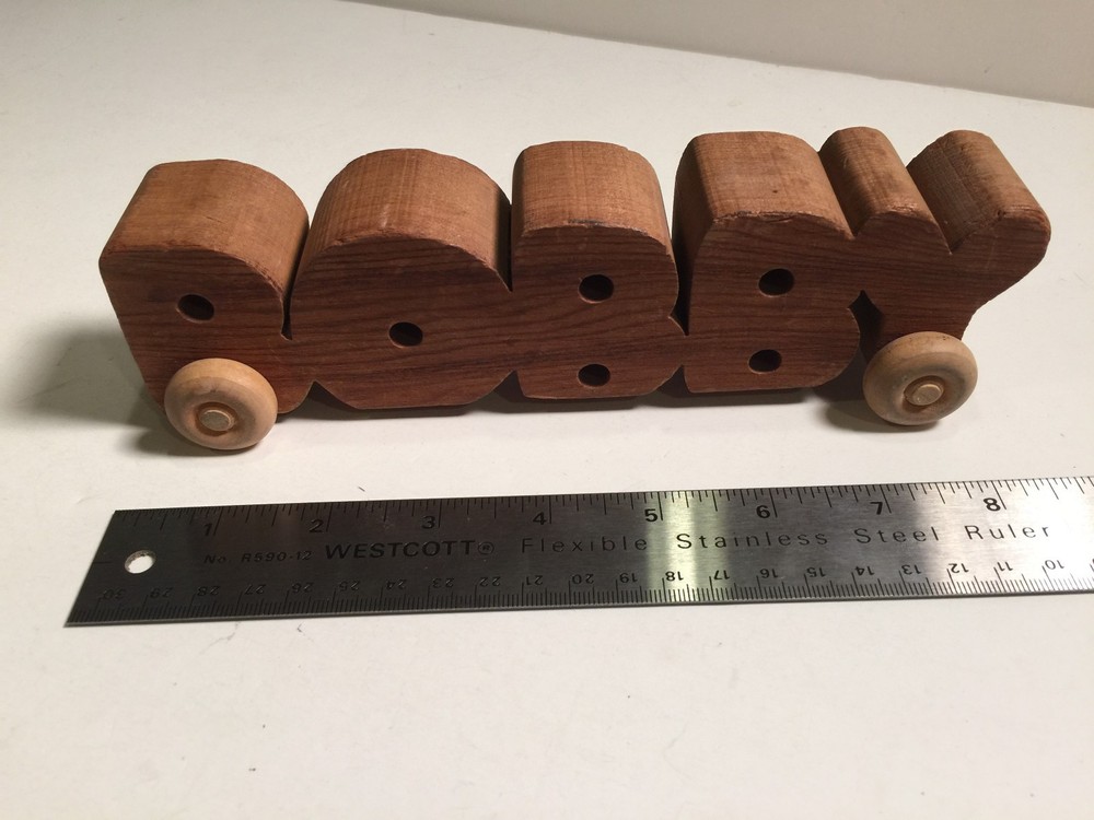 Vtg Desk Lg Name Cut Out Wood Baby Car BOBBY Robert Bob Sign Childrens Toy Badge