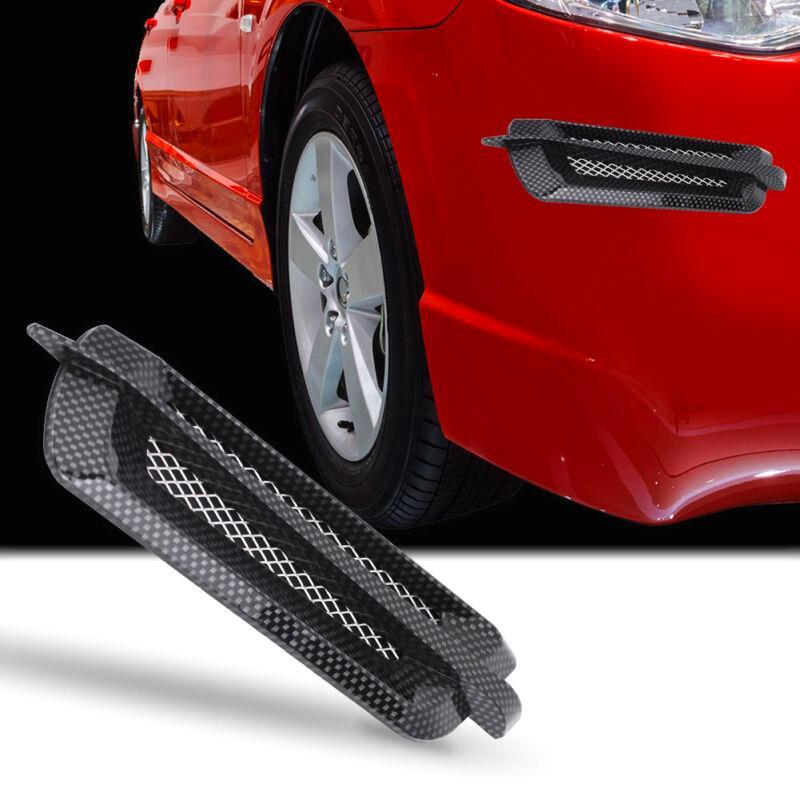 Car Side Flow Vent Cover Intake Grille Sticker Carbon Fiber Look 2Pcs Set