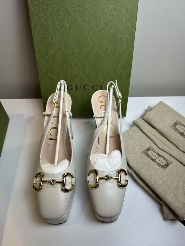 Gucci White Horsebit High Heels Size 39 5 New In Box