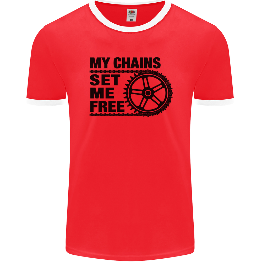 My Chains Set Me Free Cycling Cyclist Bike Mens Ringer T-Shirt FotL