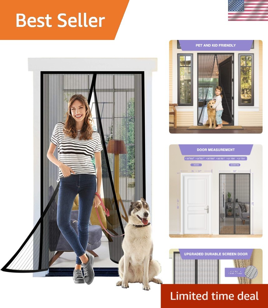 Heavy-Duty 39x82 Retractable Magnetic Mesh Screen Door for Bug Protection