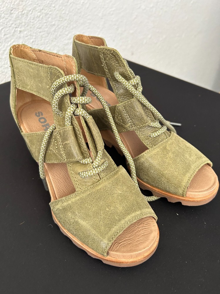 Sorel Lace Women's Sandal Wedge Size 10 NIB Olive Joanie Lace