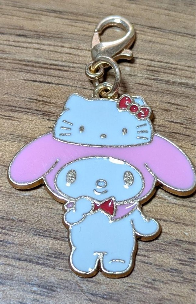 Sanrio My Melody and Hello Kitty Enamel Keychain in Pink and Blue