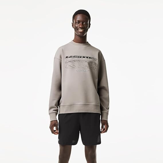 Mens Sweatshirt Lacoste Dark Grey Pullover With Logo - Size XXL