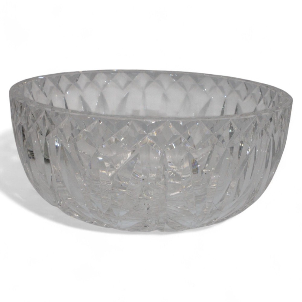Waterford Lead Crystal Diamond-Cut 7.75 Inch Serving Bowl Elegant Decorative Dish