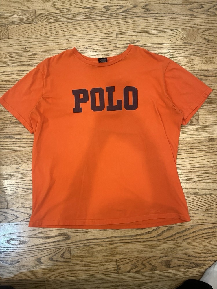Vintage Y2K Polo Ralph Lauren T-shirt Size XL Orange Spell Out