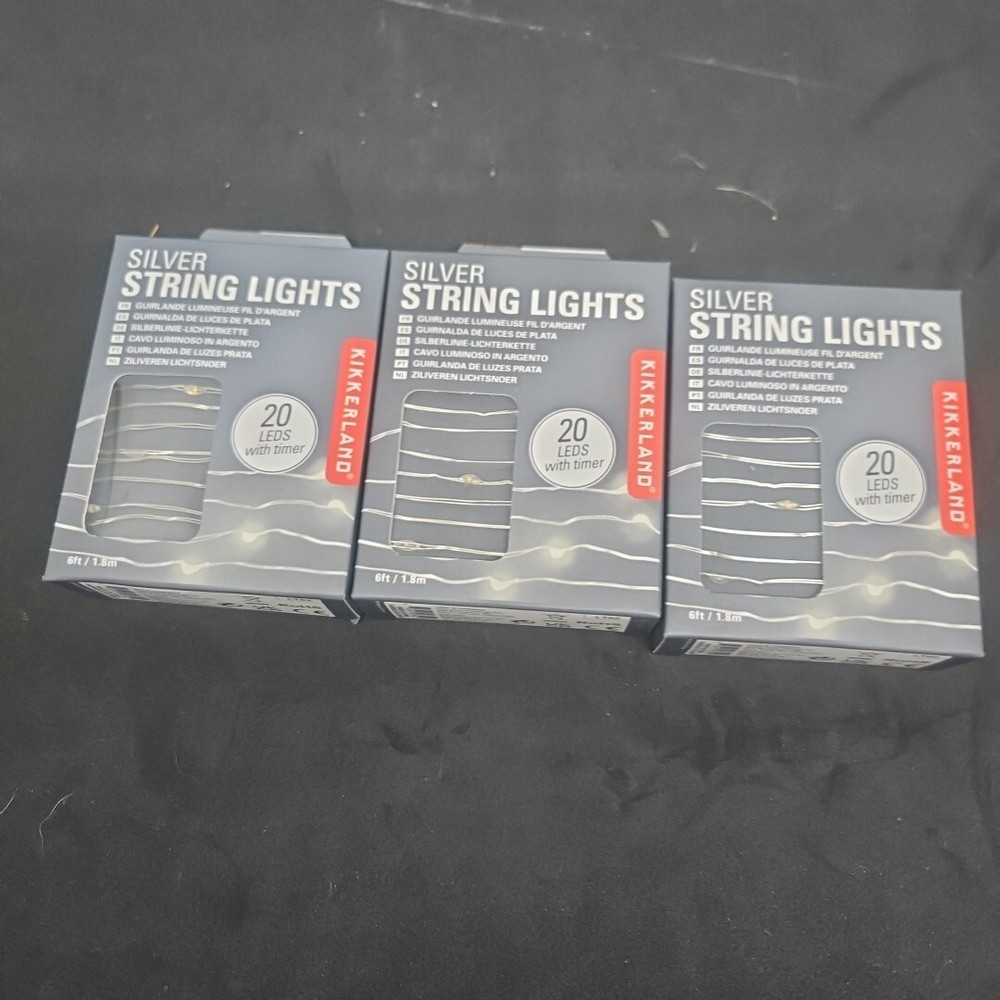 LOT OF 3 Kikkerland lt02 Silver String Light 20 led with remote 6ft