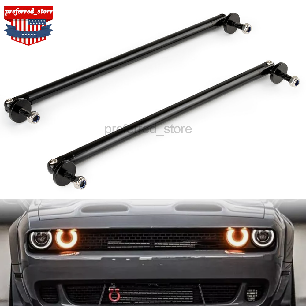 2PCS Black Adjustable Front Bumper Lip Spoiler Support Rods Strut Bars
