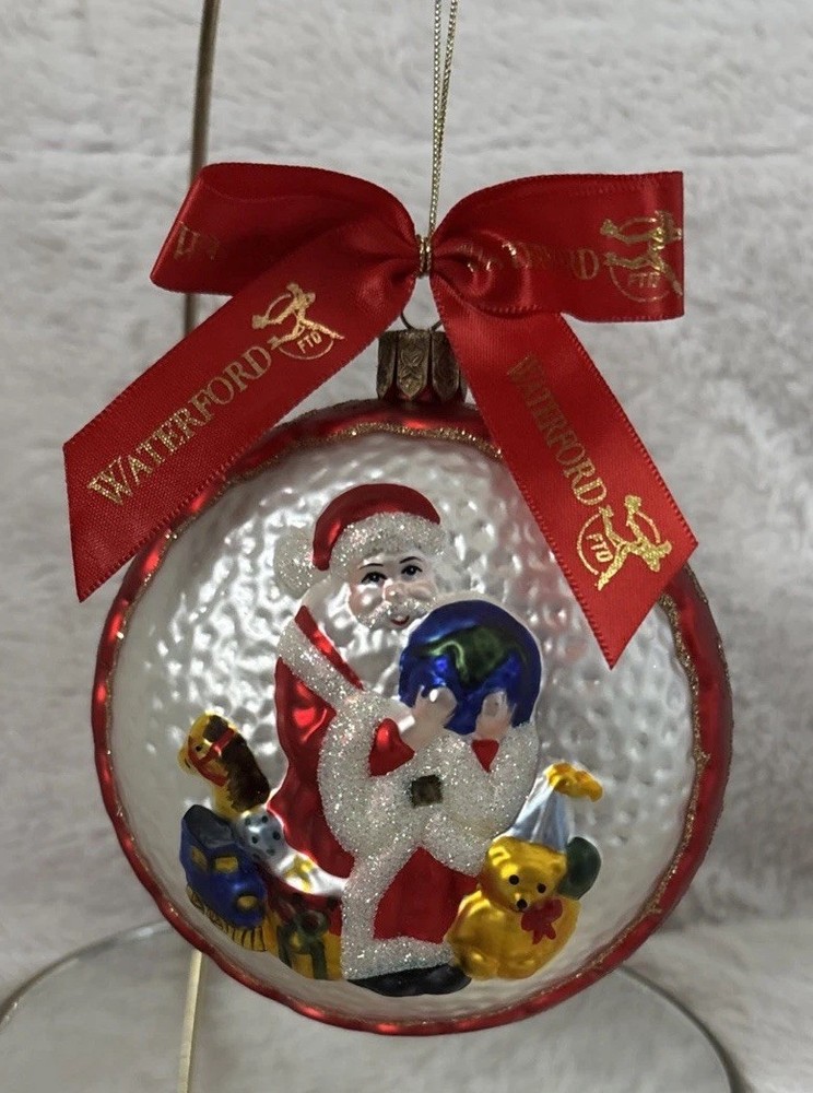 2003 Waterford Holiday Heirlooms Santa Ornament Double Sided with Toys