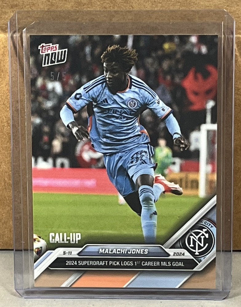 2024 Topps Now MLS #52 Malachi Jones NYCFC Call-Up First Goal Orange Parallel 5/5
