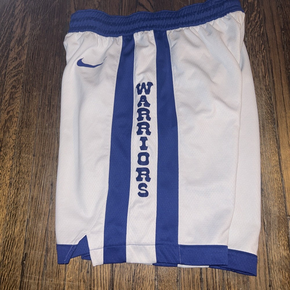 Nike Golden State Warriors Swingman Basketball Shorts White Blue Mens Medium 34
