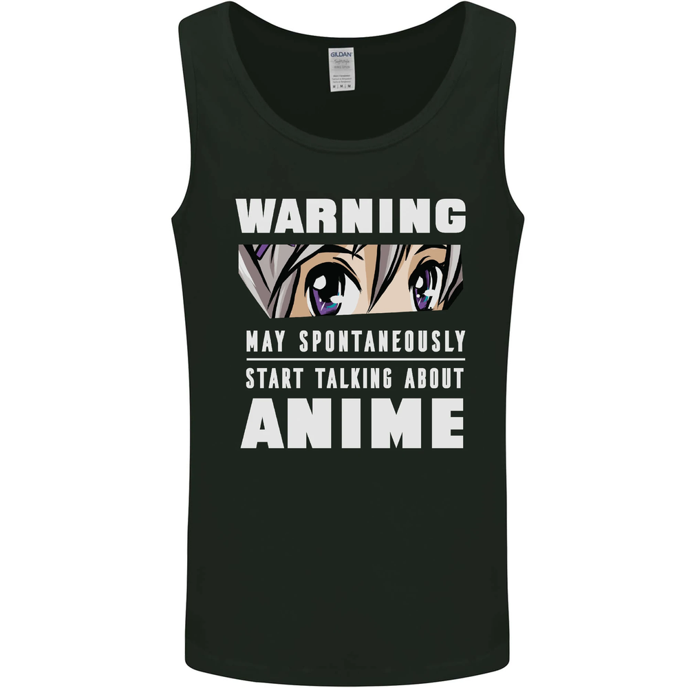 Warning May Start Talking About Anime Funny Mens Vest Tank Top