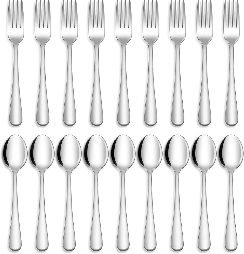 Hiware 24-piece Forks and Spoons Silverware Set, Food Grade Stainless Silver