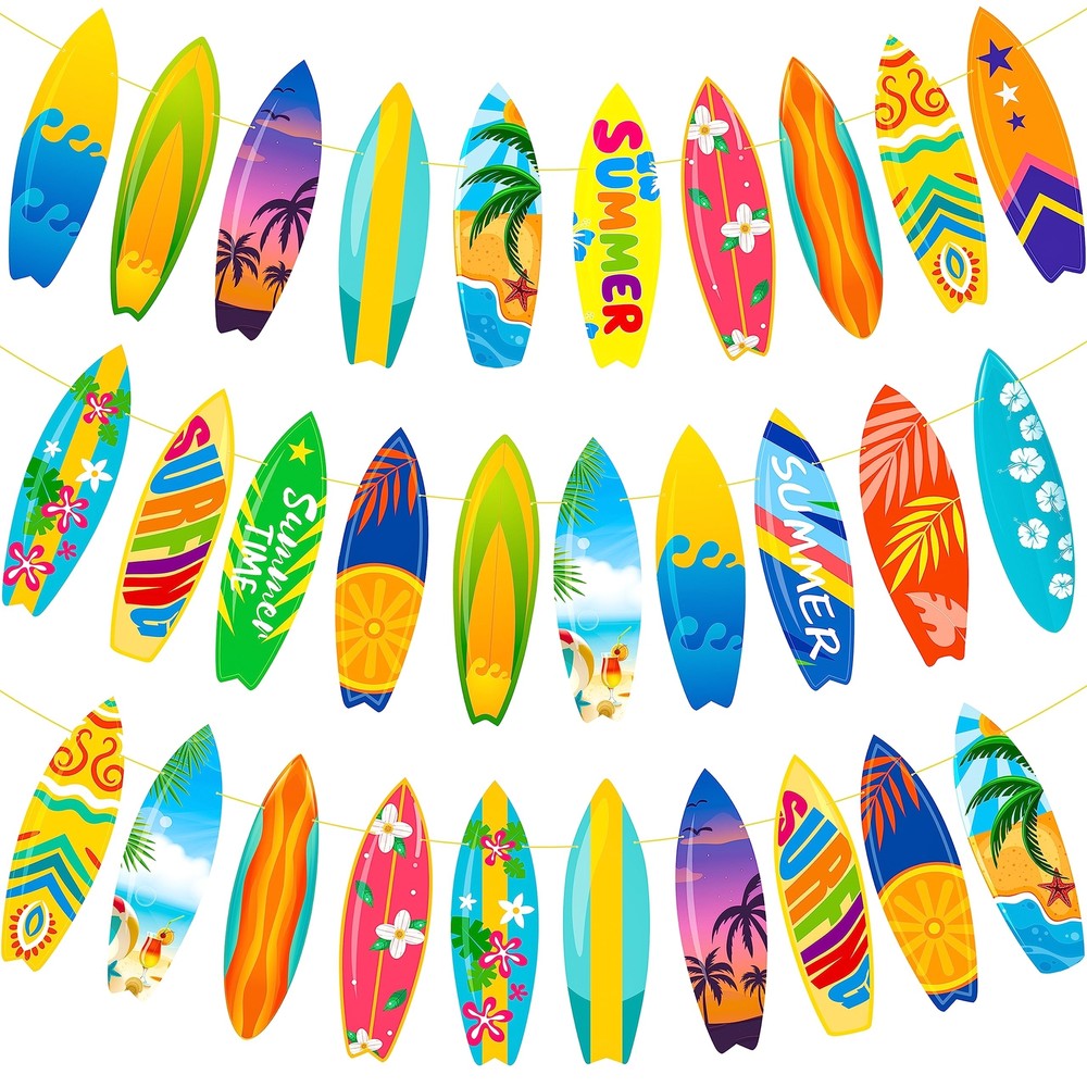 2pcs Surfboard Themed Banner Decorations Summer Surfing Birthday Party Decora...