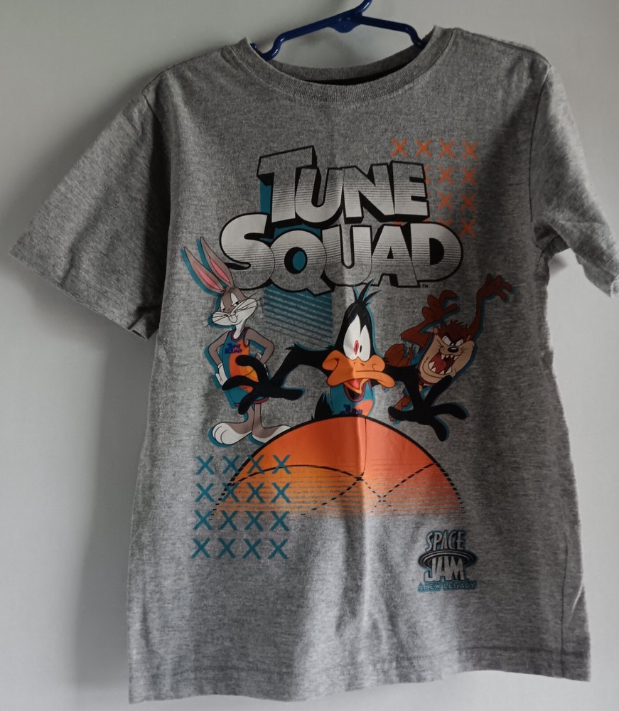 Boys Space Jam Tune Squad Basketball Logo Gray Tee Size S