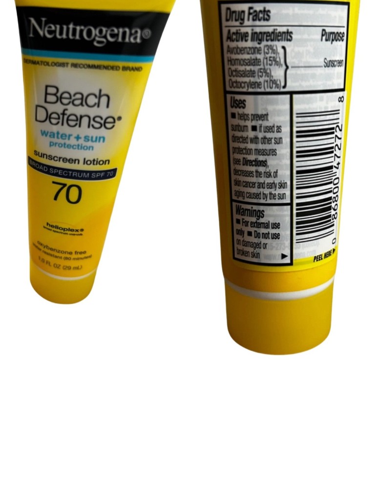 Neutrogena Beach Defense Sunscreen Lotion SPF 70, 1 fl oz (Exp. 03/2028)