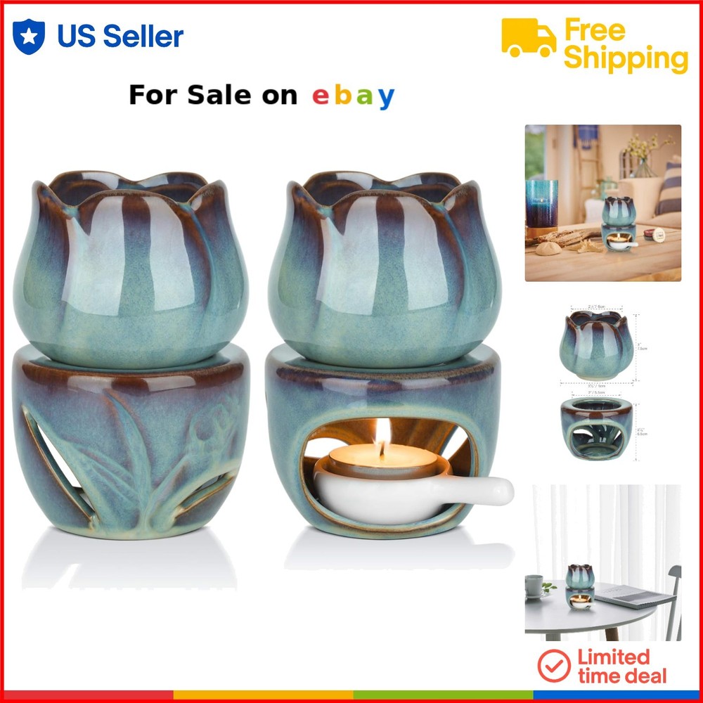Ceramic Wax Melt Burners Set of 2 Home Aromatherapy Diffuser Candle Holder