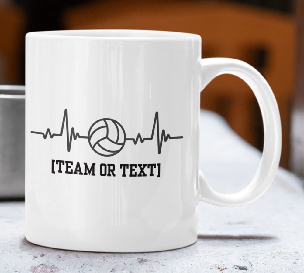 Volleyball Heartbeat Personalized Fathers Day Mug Great Gift For Dad Step Dad