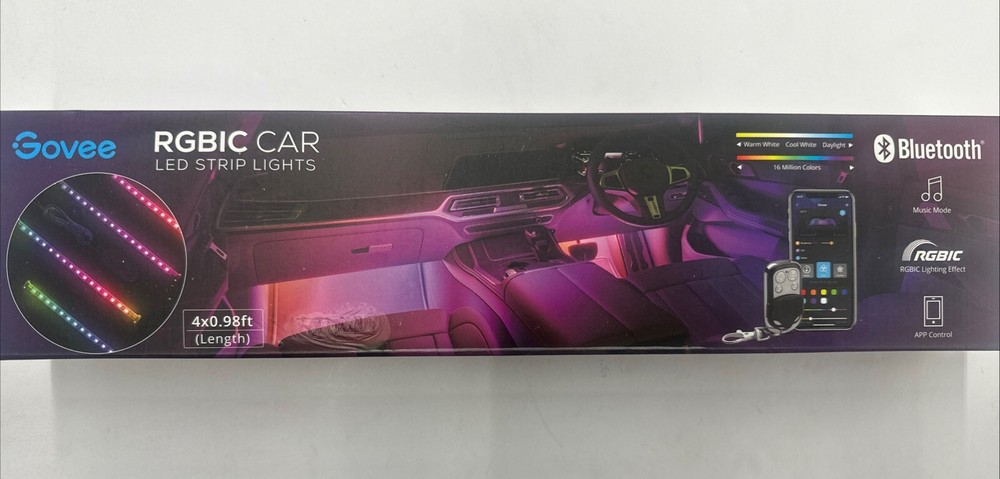 LED RGBIC Interior Car Lights, APP and Remote Control, Music Sync Feature,New