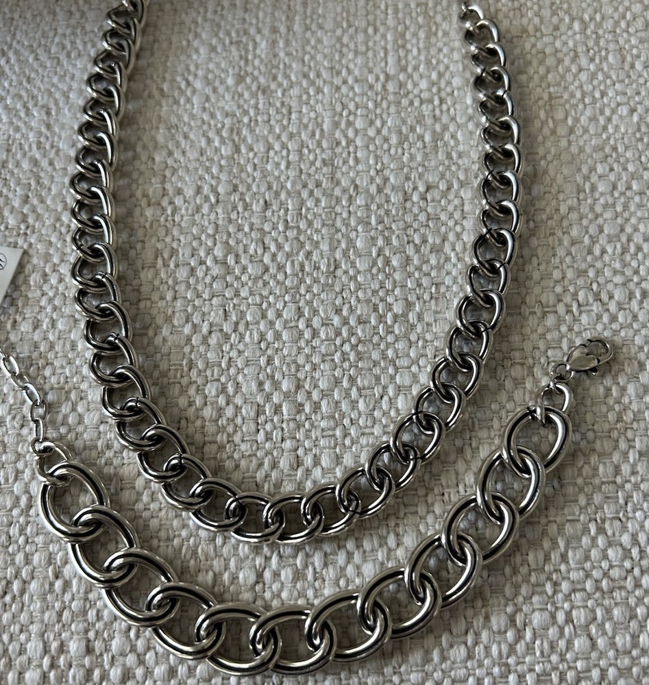 Brighton Interlok Chain Collar Necklace & Bracelet Set NWT ~Power Suit Pop 💼