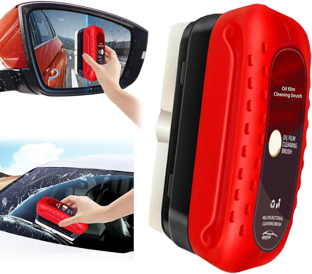 Upgrade Automotive Oil Film Cleaning Brush, Car Glass Oil Film Cleaner, Car Wind