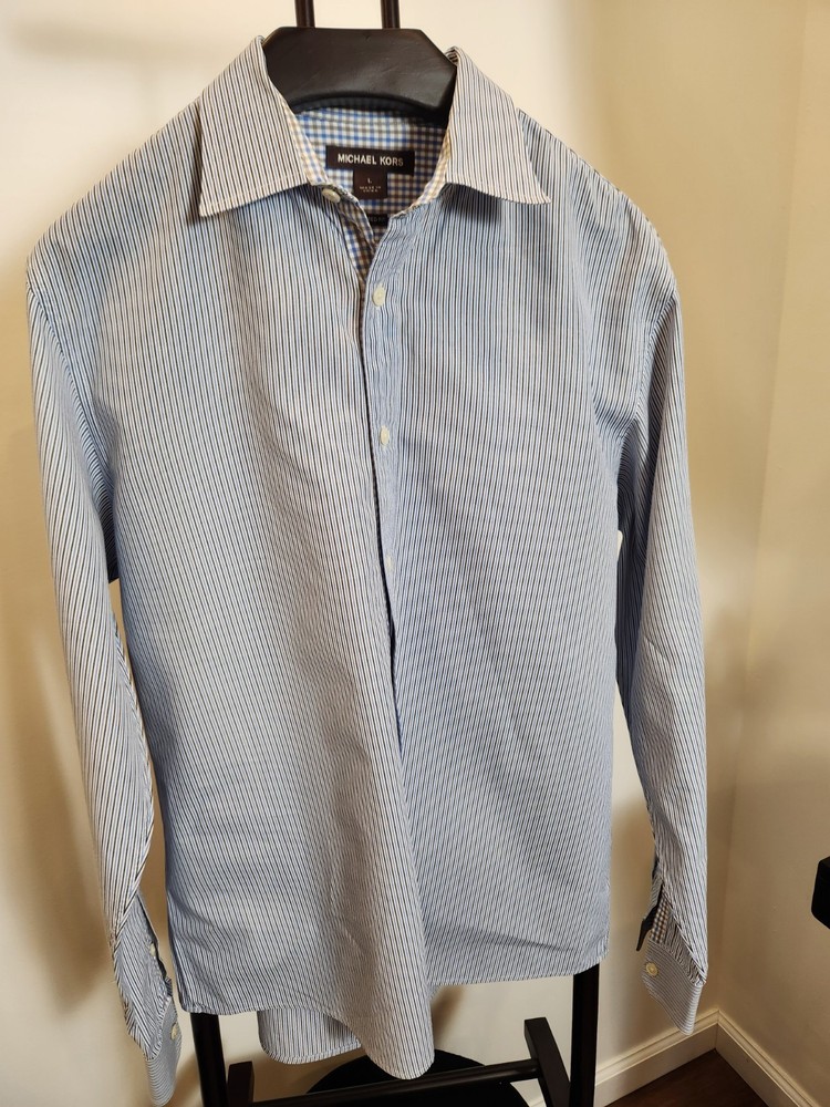 Charles Tyrwhitt Slim Fit Non Iron White With Blue Stripe 17 1/2 36