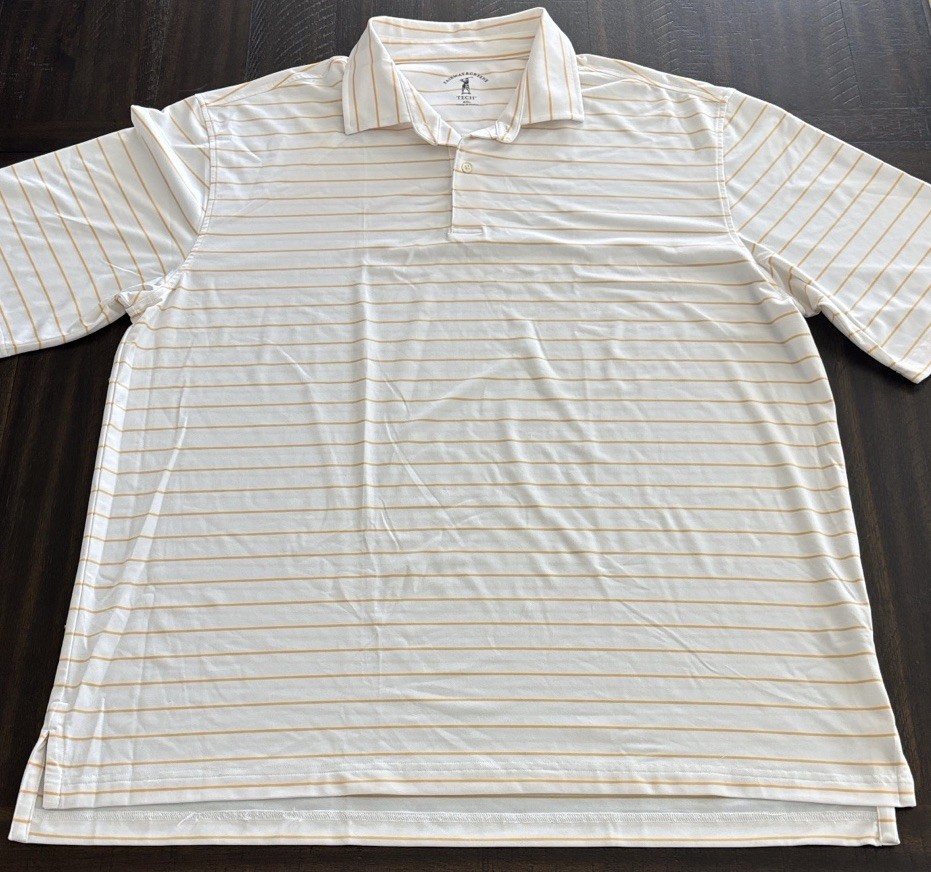Fairway & Greene Tech Mens XXL White Yellow Striped Short Sleeve Polo Golf (17)