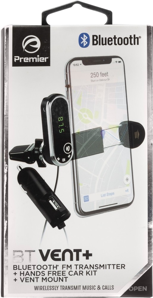 Premier Vent Bluetooth FM Transmitter Smartphone Mount Hands Car Kit M79a