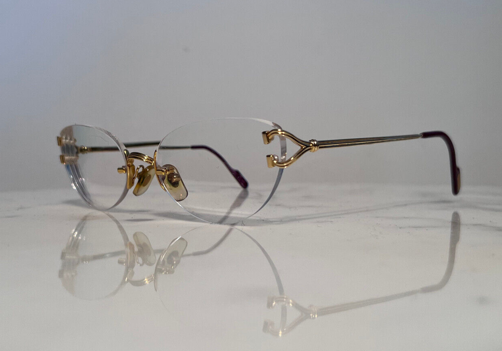 Cartier Glasses Sunglasses Portofino C'Decor Metal Vintage Wood Buffs