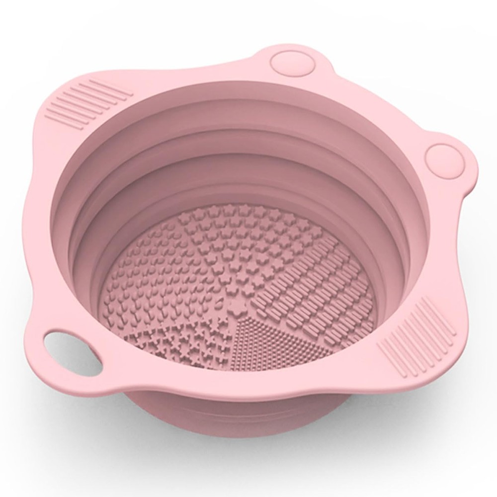 Foldable Silicone Makeup Brush Cleaner Pad Bowl, YalsFTY Portable Mat Pink
