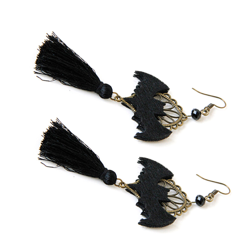 1 Pair Halloween Bat Earrings Tassels Dangle Ear Drop Jewelry for Women