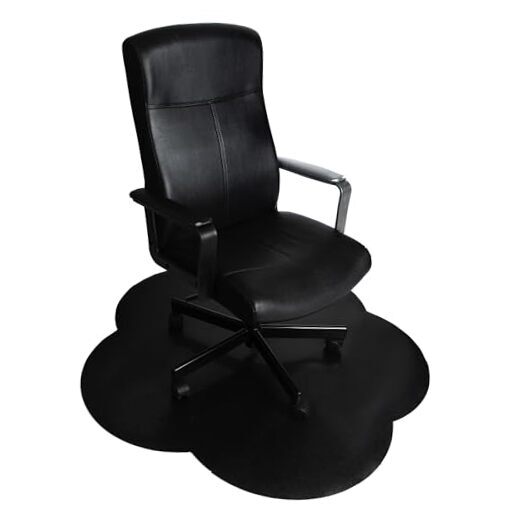 Flower Power Desk Chair Mat – Heavy-Duty PVC Mats for Hard Hard Floor - Black