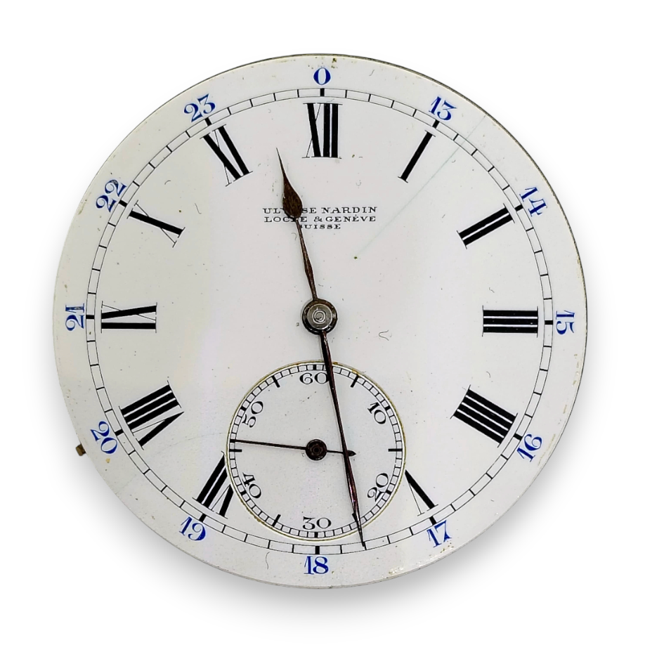 Ulysse Nardin Pocket Watch Movement 24h Enamel Dial – For Parts / Restoration