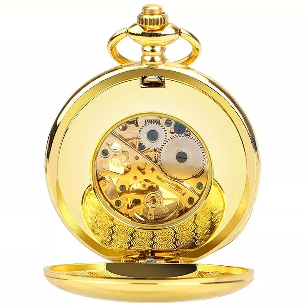 1Pc Vintage Men's Mechanical Pocket Watch with Hook Buckle Clasp