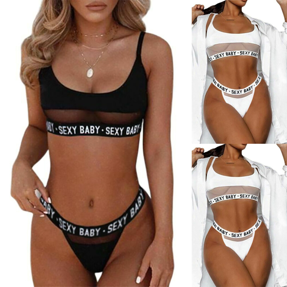 Womens Sexy Thong Underwear Nightwear Sleepwear Lingerie Sport Top Bra Sets New