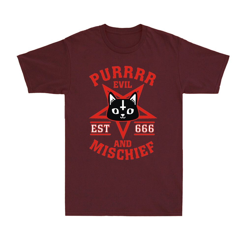 Purr Evil and Mischief Cat Devil Occult Satanic Pentagram Vintage Men's T-Shirt