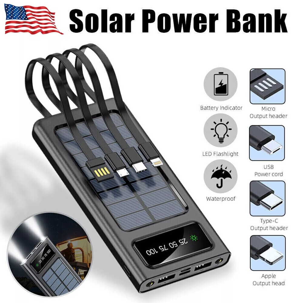 Gift Portable Charger Solar Power Bank Super 1000000mAh 4USB For Cell Phones New