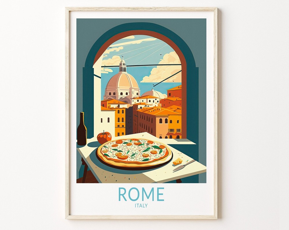 Rome Italy Travel Poster Italy Rome Travel Poster Print Italian Food Wall Art