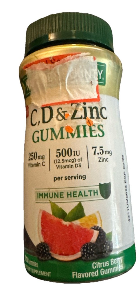 Natures Bounty C,D & Zinc ~ 70 Gummies Citrus Berry Flavor ~ EXP 3/26 SEALED A6