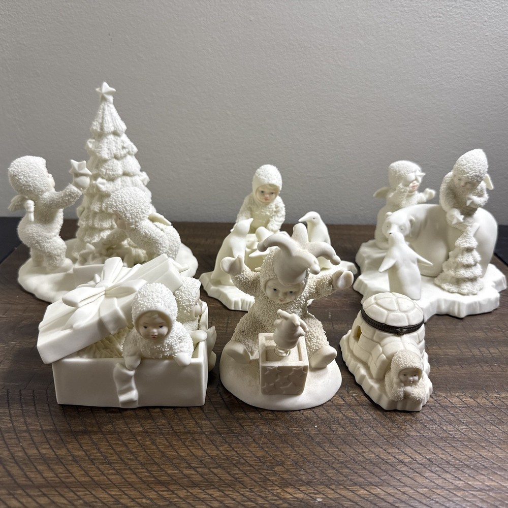6 Dept. 56 Snowbabies Trinket Boxes - Includes Limited Edition Penguins