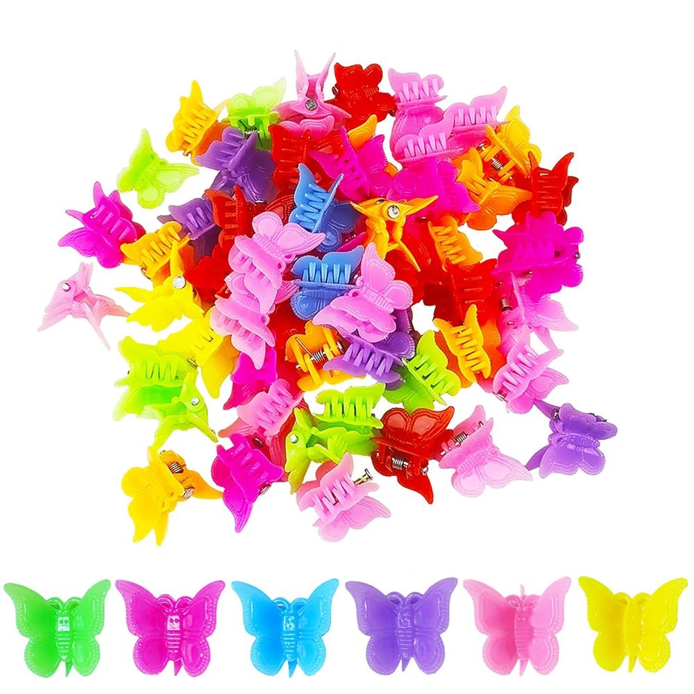 Hair Clip, 100 Pcs Butterfly Hair Clips for Girls, Pastel, Rainbow, Mini Hair