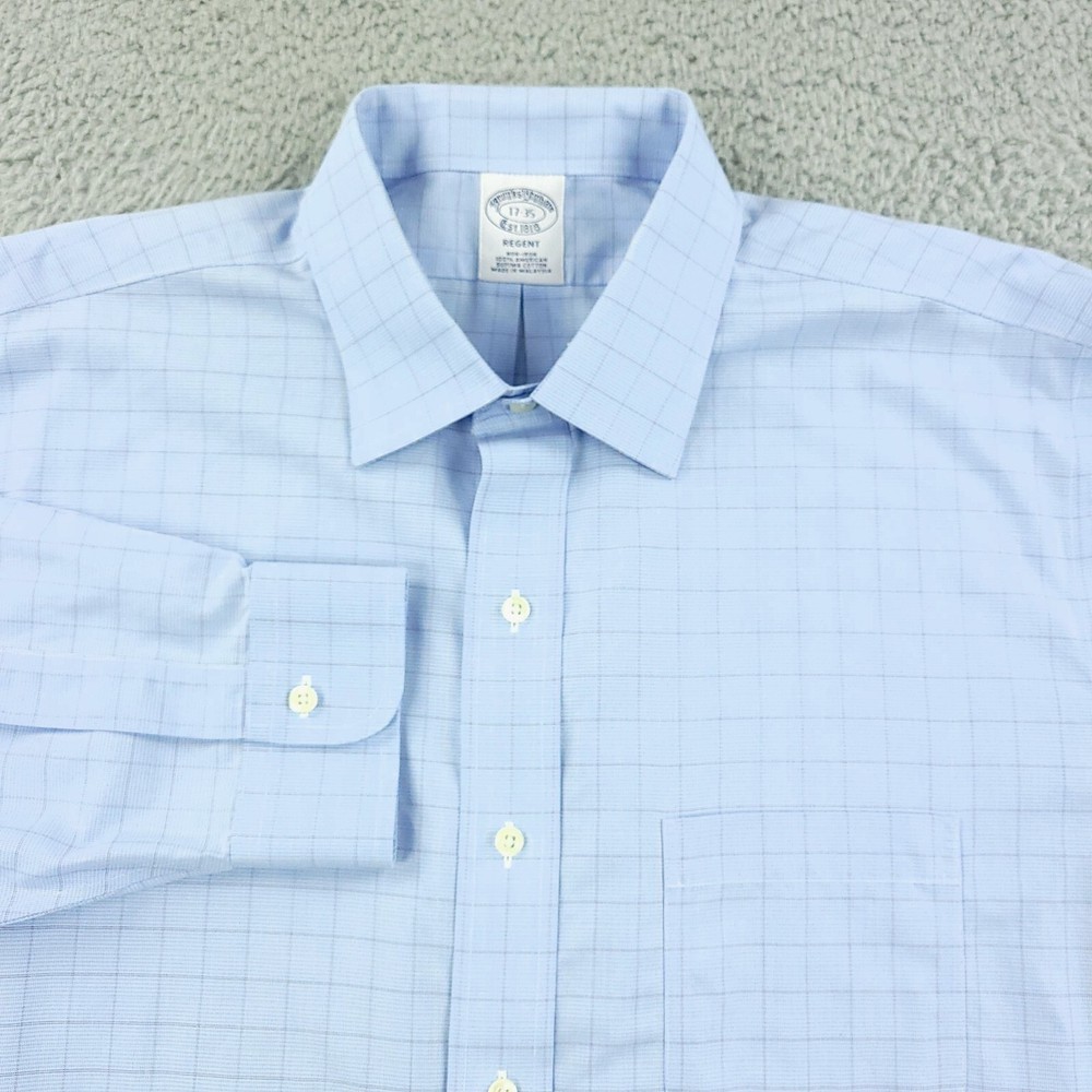 Brooks Brothers Shirt Mens 17 Blue Regent Business Office Travel Casual