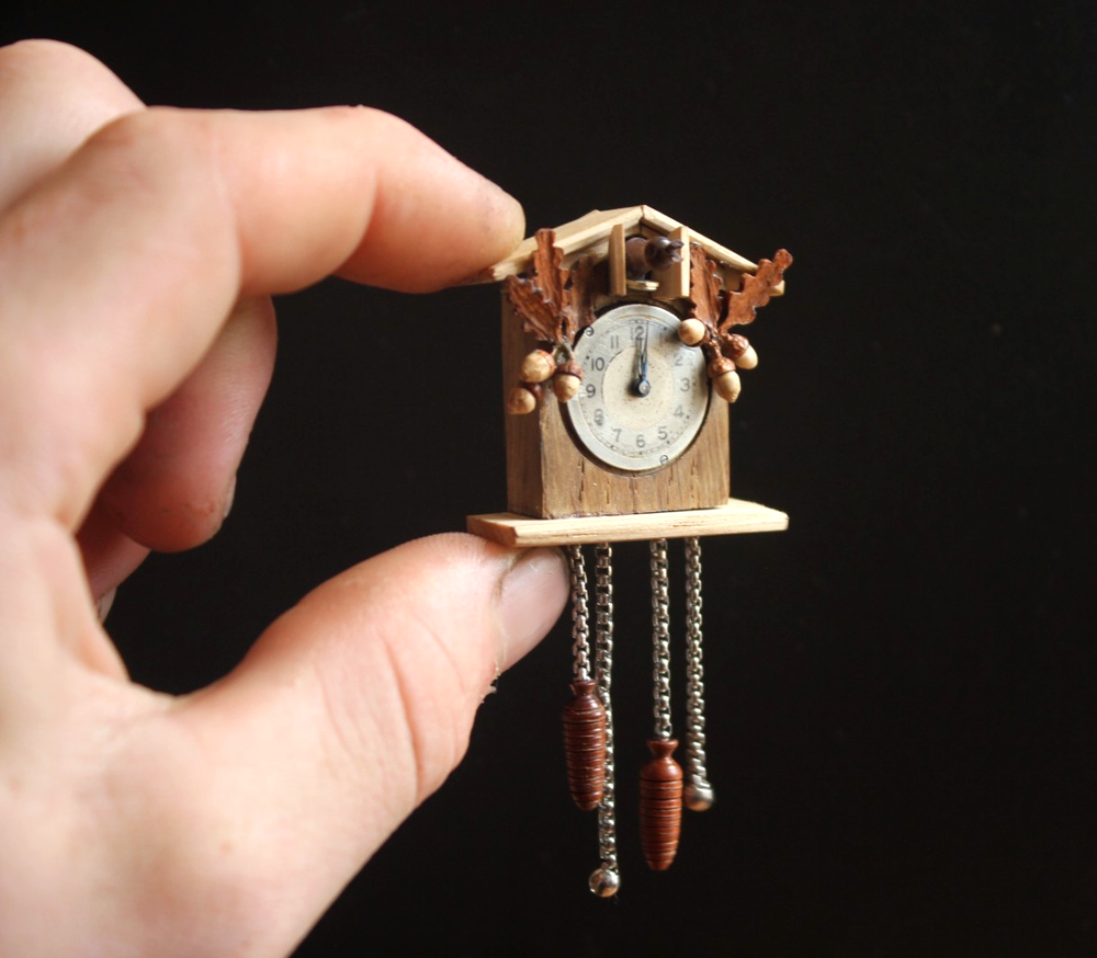 Handcrafted 1:12 Scale Miniature Cuckoo Clock by Artisan PigeonOak