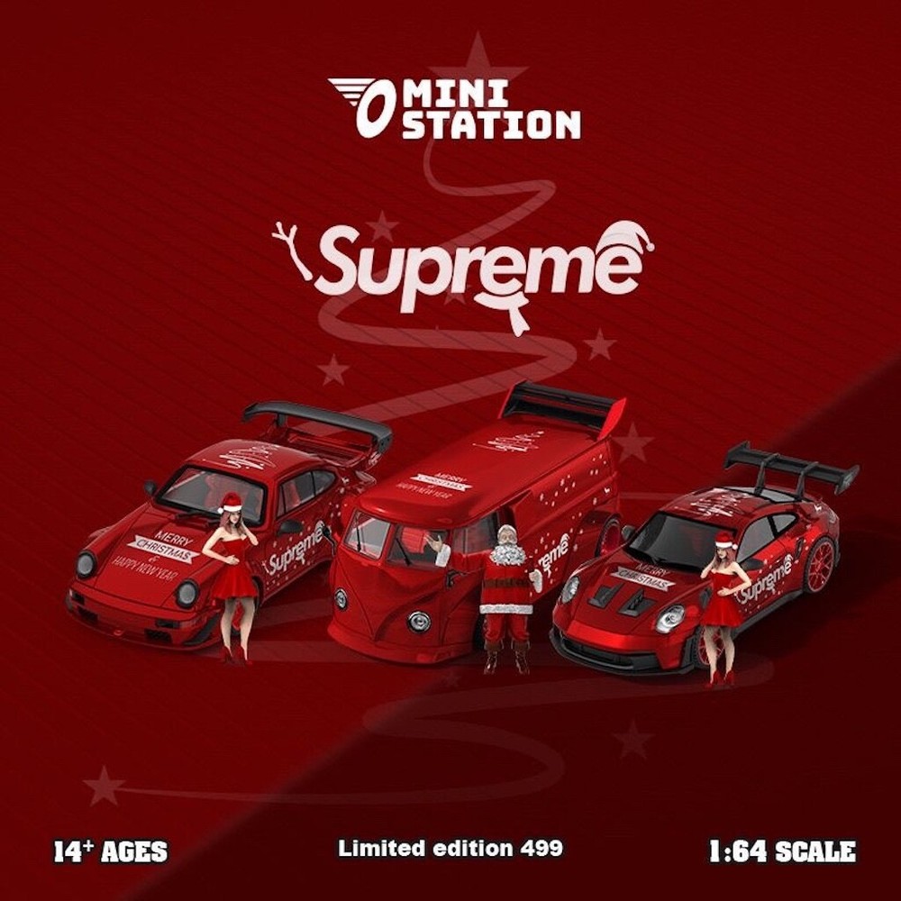MS 1:64 Christmas T1 Van RWB 964 992 GT3 RS Figure Model Diecast Metal Car