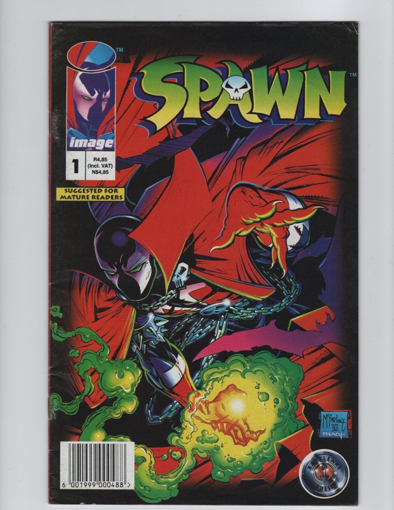SPAWN #1 BATTLEAXE NEWSSTAND VARIANT W/ COUPON ATTACHED HTF US SELLER MCFARLANE-image