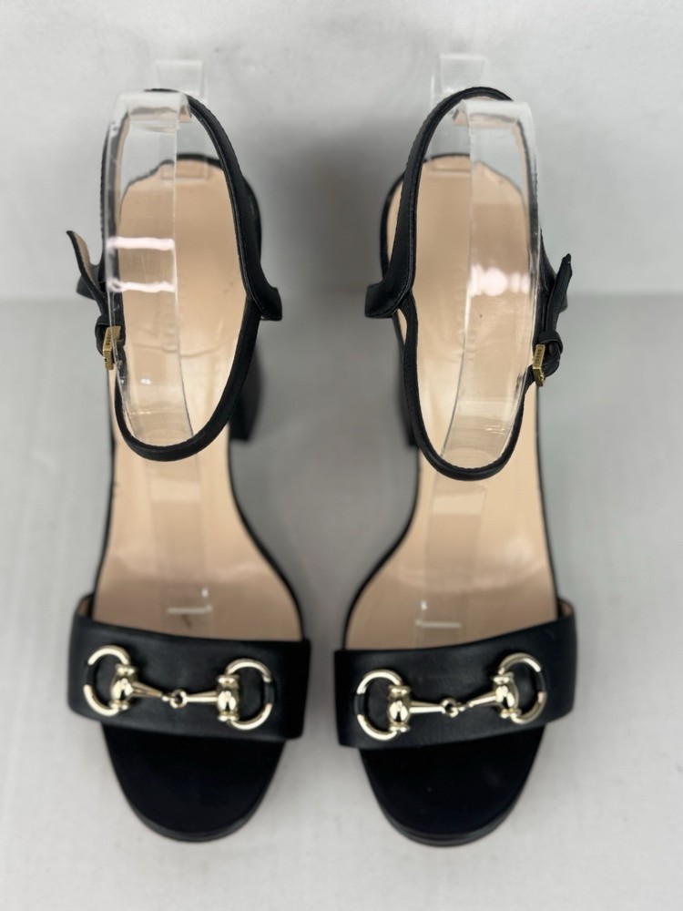 Gucci Black Horsebit Gold Hardware Formal Heel Sandal Size 37.5