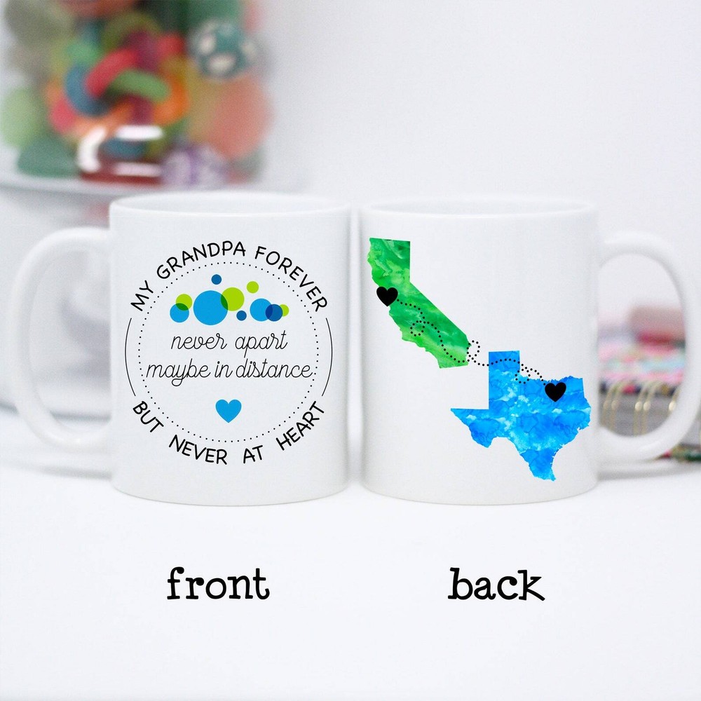 Taza estatal de larga distancia personalizada para abuelo regalo para abuelo regalo de cumpleaños