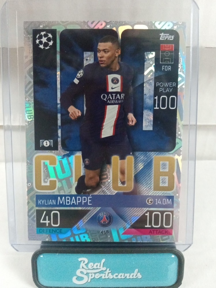 2022-23 Topps Match Attax Kylian Mbappe UEFA 100 Club #458 Paris Saint-Germain